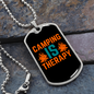 Camper Necklace Camping is Theraphy Orange Necklace Stainless Steel or 18k Gold Dog Tag 24" Chain-Express Your Love Gifts
