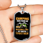 Camper Necklace Camping Marshmallow Together Necklace Stainless Steel or 18k Gold Dog Tag 24" Chain-Express Your Love Gifts