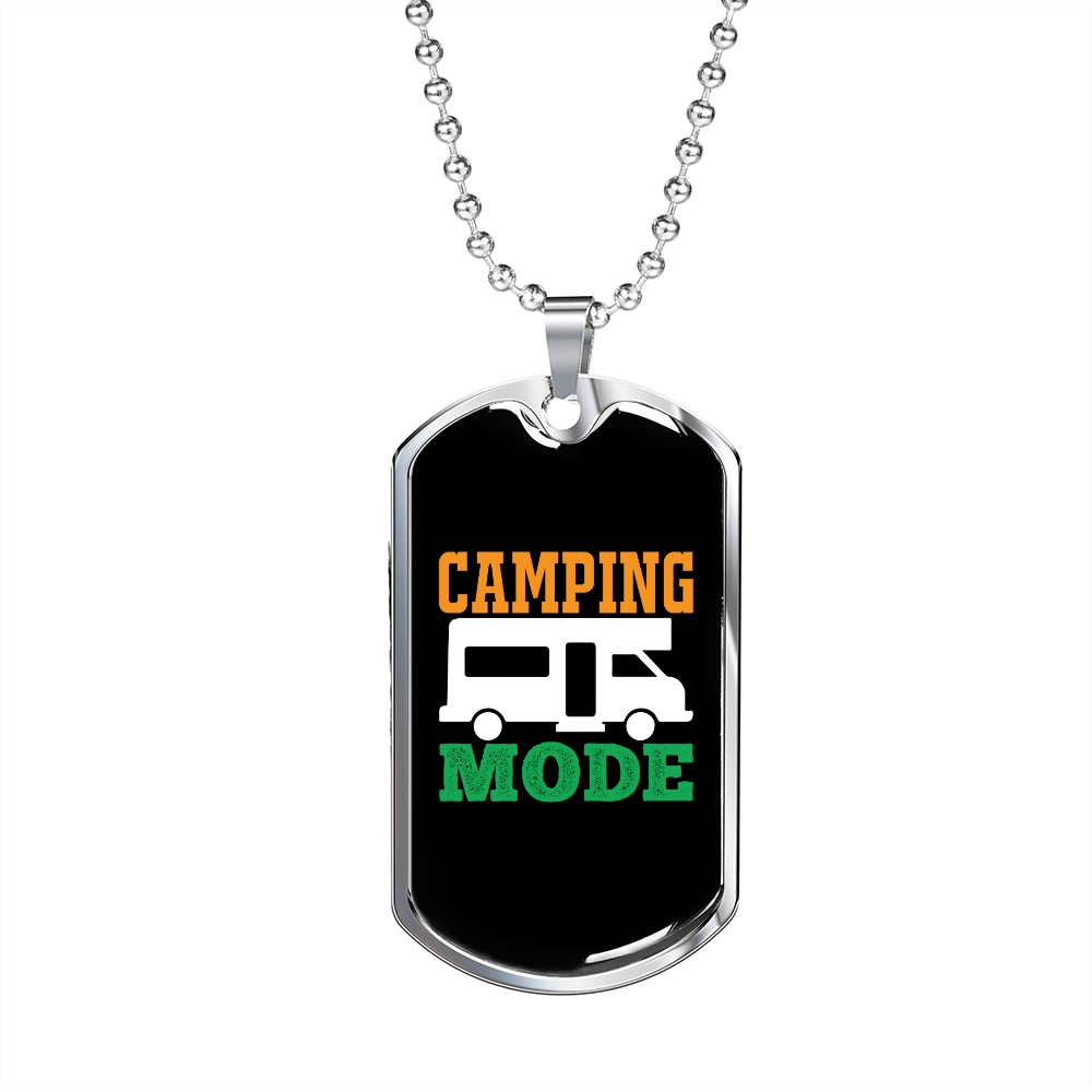 Camper Necklace Camping Mode Camper Necklace Stainless Steel or 18k Gold Dog Tag 24" Chain-Express Your Love Gifts