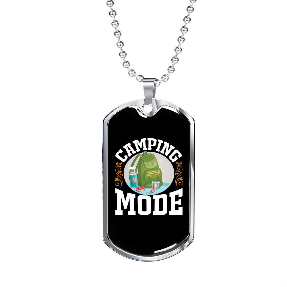 Camper Necklace Camping Mode Necklace Stainless Steel or 18k Gold Dog Tag 24" Chain-Express Your Love Gifts