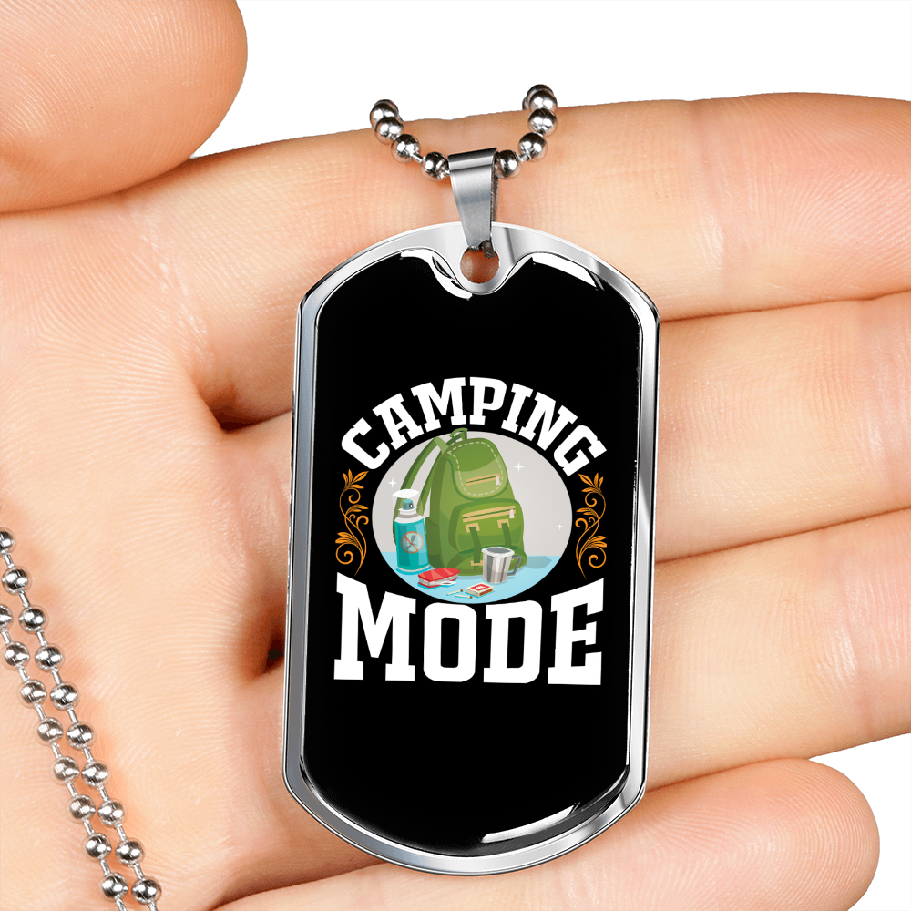 Camper Necklace Camping Mode Necklace Stainless Steel or 18k Gold Dog Tag 24" Chain-Express Your Love Gifts