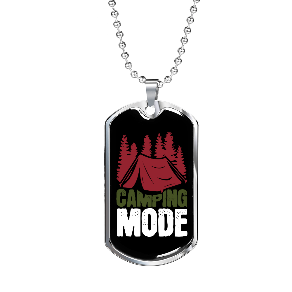 Camper Necklace Camping Mode Red Tent Necklace Stainless Steel or 18k Gold Dog Tag 24" Chain-Express Your Love Gifts