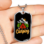 Camper Necklace Camping Mountain Orange Necklace Stainless Steel or 18k Gold Dog Tag 24" Chain-Express Your Love Gifts