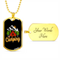Camper Necklace Camping Mountain Orange Necklace Stainless Steel or 18k Gold Dog Tag 24" Chain-Express Your Love Gifts