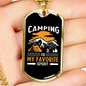 Camper Necklace Camping My Favorite White Necklace Stainless Steel or 18k Gold Dog Tag 24" Chain-Express Your Love Gifts