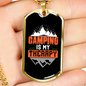 Camper Necklace Camping My Theraphy Necklace Stainless Steel or 18k Gold Dog Tag 24" Chain-Express Your Love Gifts