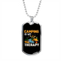 Camper Necklace Camping My Therapy Necklace Stainless Steel or 18k Gold Dog Tag 24" Chain-Express Your Love Gifts