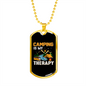 Camper Necklace Camping My Therapy Necklace Stainless Steel or 18k Gold Dog Tag 24" Chain-Express Your Love Gifts
