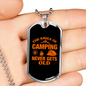 Camper Necklace Camping Never Gets Old Necklace Stainless Steel or 18k Gold Dog Tag 24" Chain-Express Your Love Gifts