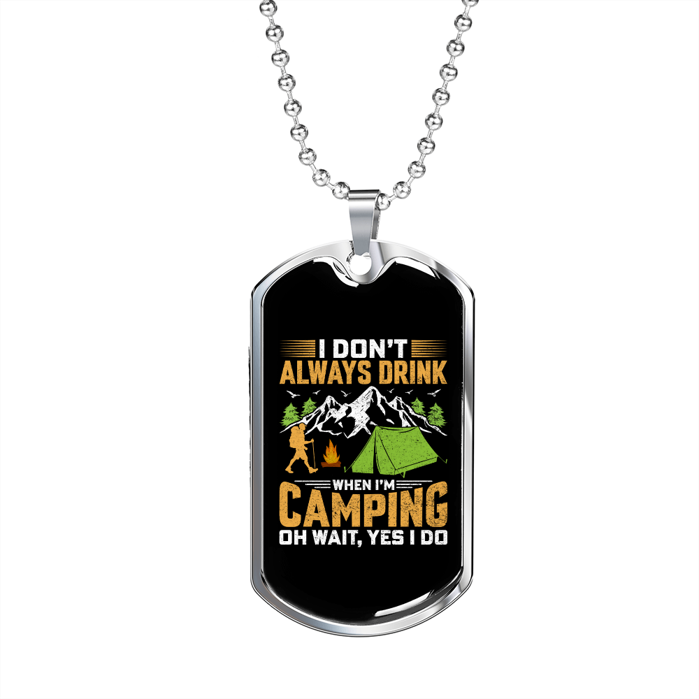 Camper Necklace Camping Oh Wait Necklace Stainless Steel or 18k Gold Dog Tag 24" Chain-Express Your Love Gifts