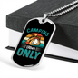 Camper Necklace Camping Only Blue Necklace Stainless Steel or 18k Gold Dog Tag 24" Chain-Express Your Love Gifts