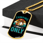 Camper Necklace Camping Only Blue Necklace Stainless Steel or 18k Gold Dog Tag 24" Chain-Express Your Love Gifts