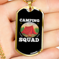 Camper Necklace Camping Squad Red Tent Necklace Stainless Steel or 18k Gold Dog Tag 24" Chain-Express Your Love Gifts