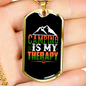 Camper Necklace Camping Theraphy Necklace Stainless Steel or 18k Gold Dog Tag 24" Chain-Express Your Love Gifts