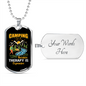 Camper Necklace Camping Therapy Is Necklace Stainless Steel or 18k Gold Dog Tag 24" Chain-Express Your Love Gifts