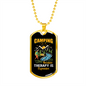 Camper Necklace Camping Therapy Is Necklace Stainless Steel or 18k Gold Dog Tag 24" Chain-Express Your Love Gifts