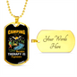 Camper Necklace Camping Therapy Is Necklace Stainless Steel or 18k Gold Dog Tag 24" Chain-Express Your Love Gifts