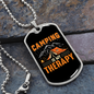 Camper Necklace Camping Therapy Orange Necklace Stainless Steel or 18k Gold Dog Tag 24" Chain-Express Your Love Gifts