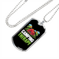 Camper Necklace Camping Therapy Pink Tent Necklace Stainless Steel or 18k Gold Dog Tag 24" Chain-Express Your Love Gifts