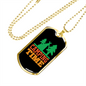 Camper Necklace Camping Time Green Necklace Stainless Steel or 18k Gold Dog Tag 24" Chain-Express Your Love Gifts