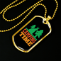 Camper Necklace Camping Time Green Necklace Stainless Steel or 18k Gold Dog Tag 24" Chain-Express Your Love Gifts
