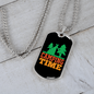 Camper Necklace Camping Time Green Necklace Stainless Steel or 18k Gold Dog Tag 24" Chain-Express Your Love Gifts