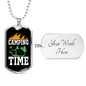 Camper Necklace Camping Time White Necklace Stainless Steel or 18k Gold Dog Tag 24" Chain-Express Your Love Gifts