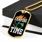 Camper Necklace Camping Time White Necklace Stainless Steel or 18k Gold Dog Tag 24" Chain-Express Your Love Gifts