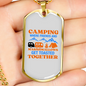 Camper Necklace Camping Together With Friends Necklace Stainless Steel or 18k Gold Dog Tag 24" Chain-Express Your Love Gifts