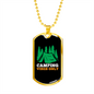 Camper Necklace Camping Vibes Only Green Necklace Stainless Steel or 18k Gold Dog Tag 24" Chain-Express Your Love Gifts