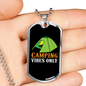 Camper Necklace Camping Vibes Only Green Tent Necklace Stainless Steel or 18k Gold Dog Tag 24" Chain-Express Your Love Gifts