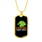 Camper Necklace Camping Vibes Only Green Tent Necklace Stainless Steel or 18k Gold Dog Tag 24" Chain-Express Your Love Gifts