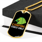 Camper Necklace Camping Vibes Only Green Tent Necklace Stainless Steel or 18k Gold Dog Tag 24" Chain-Express Your Love Gifts