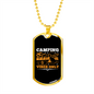 Camper Necklace Camping Vibes Only Necklace Stainless Steel or 18k Gold Dog Tag 24" Chain-Express Your Love Gifts