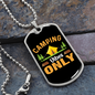 Camper Necklace Camping Vibes Only Orange Necklace Stainless Steel or 18k Gold Dog Tag 24" Chain-Express Your Love Gifts