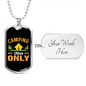 Camper Necklace Camping Vibes Only Orange Necklace Stainless Steel or 18k Gold Dog Tag 24" Chain-Express Your Love Gifts