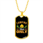 Camper Necklace Camping Vibes Only Orange Necklace Stainless Steel or 18k Gold Dog Tag 24" Chain-Express Your Love Gifts
