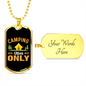 Camper Necklace Camping Vibes Only Orange Necklace Stainless Steel or 18k Gold Dog Tag 24" Chain-Express Your Love Gifts