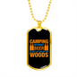 Camper Necklace Camping Without Beer Necklace Stainless Steel or 18k Gold Dog Tag 24" Chain-Express Your Love Gifts