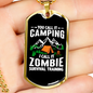 Camper Necklace Camping Zombie Necklace Stainless Steel or 18k Gold Dog Tag 24" Chain-Express Your Love Gifts