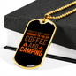 Camper Necklace Cofee and Camping Necklace Stainless Steel or 18k Gold Dog Tag 24" Chain-Express Your Love Gifts