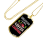 Camper Necklace Coffee Camping White Necklace Stainless Steel or 18k Gold Dog Tag 24" Chain-Express Your Love Gifts