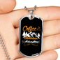 Camper Necklace Coffee Mountain Adventures White Necklace Stainless Steel or 18k Gold Dog Tag 24" Chain-Express Your Love Gifts