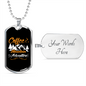 Camper Necklace Coffee Mountain Adventures White Necklace Stainless Steel or 18k Gold Dog Tag 24" Chain-Express Your Love Gifts