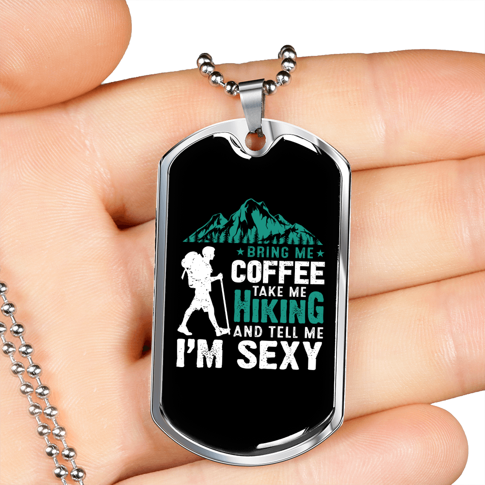 Camper Necklace Coffee Take Me Necklace Stainless Steel or 18k Gold Dog Tag 24" Chain-Express Your Love Gifts
