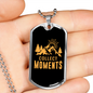 Camper Necklace Collect Moments Hiking Necklace Stainless Steel or 18k Gold Dog Tag 24" Chain-Express Your Love Gifts