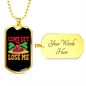 Camper Necklace Come Get Lose Me Red Yellow Necklace Stainless Steel or 18k Gold Dog Tag 24" Chain-Express Your Love Gifts