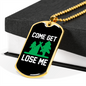 Camper Necklace Come Get Lose Me White Green Necklace Stainless Steel or 18k Gold Dog Tag 24" Chain-Express Your Love Gifts