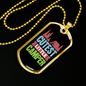 Camper Necklace Cutest Little Camper Blue Green Necklace Stainless Steel or 18k Gold Dog Tag 24" Chain-Express Your Love Gifts
