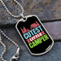 Camper Necklace Cutest Little Camper Blue Green Necklace Stainless Steel or 18k Gold Dog Tag 24" Chain-Express Your Love Gifts